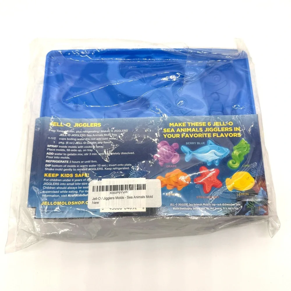 Jell-O Jigglers Sea Animals Mold Blue Plastic Tray Shark Turtle Fish New Sealed